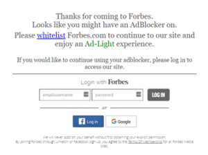 Forbes ad blocker text