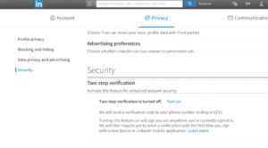 2 factor Authentication Linkedin